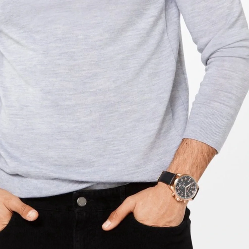 MICHAEL KORS • Black Leather Access Gage Rose Gold Hybrid Smart Watch